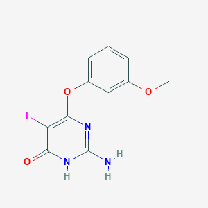 molecular formula C11H10IN3O3 B397429 2-Amino-5-iodo-6-(3-methoxyphenoxy)-4-pyrimidinol 
