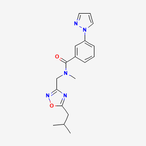 molecular formula C18H21N5O2 B3974320 N-[(5-isobutyl-1,2,4-oxadiazol-3-yl)methyl]-N-methyl-3-(1H-pyrazol-1-yl)benzamide 