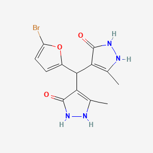 molecular formula C13H13BrN4O3 B3974353 4,4'-[(5-bromo-2-furyl)methylene]bis(3-methyl-1H-pyrazol-5-ol) 