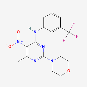 molecular formula C16H16F3N5O3 B3974437 6-methyl-2-(4-morpholinyl)-5-nitro-N-[3-(trifluoromethyl)phenyl]-4-pyrimidinamine 