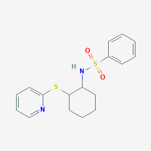 molecular formula C17H20N2O2S2 B3974472 N-[2-(2-pyridinylthio)cyclohexyl]benzenesulfonamide 