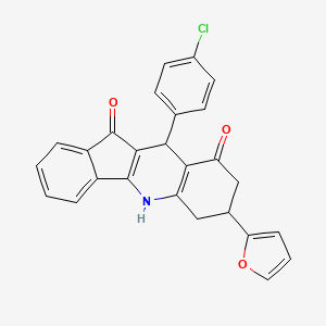 molecular formula C26H18ClNO3 B3974483 10-(4-chlorophenyl)-7-(2-furyl)-6,7,8,10-tetrahydro-5H-indeno[1,2-b]quinoline-9,11-dione 