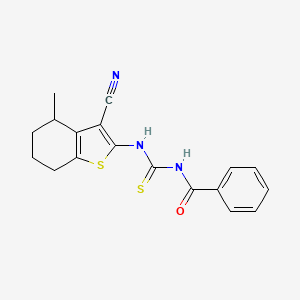 molecular formula C18H17N3OS2 B3974484 N-{[(3-cyano-4-methyl-4,5,6,7-tetrahydro-1-benzothien-2-yl)amino]carbonothioyl}benzamide 