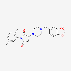 molecular formula C24H27N3O4 B3974520 3-[4-(1,3-benzodioxol-5-ylmethyl)-1-piperazinyl]-1-(2,5-dimethylphenyl)-2,5-pyrrolidinedione 