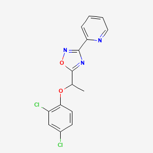 molecular formula C15H11Cl2N3O2 B3974534 2-{5-[1-(2,4-dichlorophenoxy)ethyl]-1,2,4-oxadiazol-3-yl}pyridine 