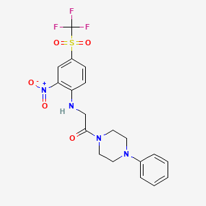 molecular formula C19H19F3N4O5S B3974545 2-nitro-N-[2-oxo-2-(4-phenyl-1-piperazinyl)ethyl]-4-[(trifluoromethyl)sulfonyl]aniline 