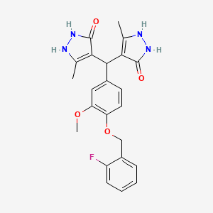 4,4'-({4-[(2-fluorobenzyl)oxy]-3-methoxyphenyl}methylene)bis(3-methyl-1H-pyrazol-5-ol)