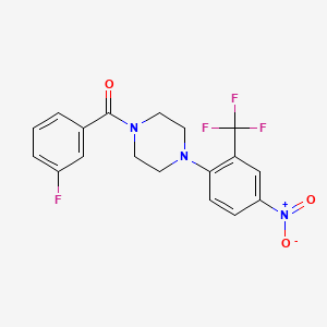 molecular formula C18H15F4N3O3 B3974633 1-(3-fluorobenzoyl)-4-[4-nitro-2-(trifluoromethyl)phenyl]piperazine 