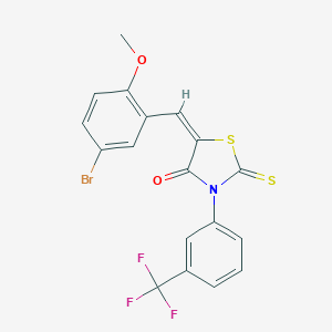 molecular formula C18H11BrF3NO2S2 B397467 5-(5-Bromo-2-methoxybenzylidene)-2-thioxo-3-[3-(trifluoromethyl)phenyl]-1,3-thiazolidin-4-one 
