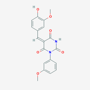 (5E)-5-(4-hydroxy-3-methoxybenzylidene)-1-(3-methoxyphenyl)pyrimidine-2,4,6(1H,3H,5H)-trione