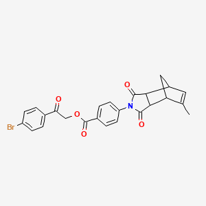 molecular formula C25H20BrNO5 B3974732 2-(4-bromophenyl)-2-oxoethyl 4-(8-methyl-3,5-dioxo-4-azatricyclo[5.2.1.0~2,6~]dec-8-en-4-yl)benzoate 