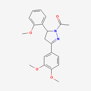 1-acetyl-3-(3,4-dimethoxyphenyl)-5-(2-methoxyphenyl)-4,5-dihydro-1H-pyrazole