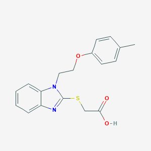 molecular formula C18H18N2O3S B397478 ({1-[2-(4-methylphenoxy)ethyl]-1H-benzimidazol-2-yl}sulfanyl)acetic acid 
