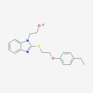 molecular formula C19H22N2O2S B397480 2-(2-{[2-(4-ethylphenoxy)ethyl]sulfanyl}-1H-benzimidazol-1-yl)ethanol 