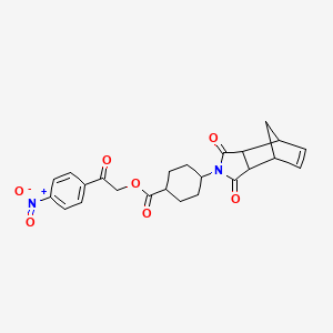 molecular formula C24H24N2O7 B3974814 2-(4-nitrophenyl)-2-oxoethyl 4-(3,5-dioxo-4-azatricyclo[5.2.1.0~2,6~]dec-8-en-4-yl)cyclohexanecarboxylate 