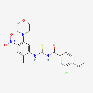 molecular formula C20H21ClN4O5S B3974858 3-chloro-4-methoxy-N-({[2-methyl-5-(4-morpholinyl)-4-nitrophenyl]amino}carbonothioyl)benzamide 