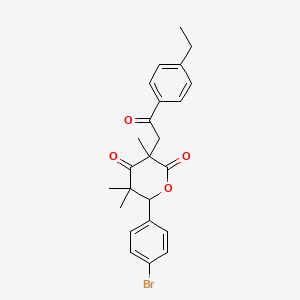 molecular formula C24H25BrO4 B3974877 6-(4-bromophenyl)-3-[2-(4-ethylphenyl)-2-oxoethyl]-3,5,5-trimethyldihydro-2H-pyran-2,4(3H)-dione 