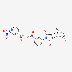 molecular formula C25H20N2O7 B3974882 2-(3-nitrophenyl)-2-oxoethyl 3-(8-methyl-3,5-dioxo-4-azatricyclo[5.2.1.0~2,6~]dec-8-en-4-yl)benzoate 