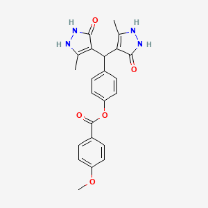 4-[bis(5-hydroxy-3-methyl-1H-pyrazol-4-yl)methyl]phenyl 4-methoxybenzoate