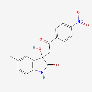 molecular formula C17H14N2O5 B3974992 3-hydroxy-5-methyl-3-[2-(4-nitrophenyl)-2-oxoethyl]-1,3-dihydro-2H-indol-2-one 