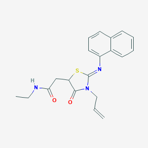 molecular formula C20H21N3O2S B397501 2-[3-allyl-2-(1-naphthylimino)-4-oxo-1,3-thiazolidin-5-yl]-N-ethylacetamide 
