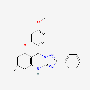 molecular formula C24H24N4O2 B3975090 9-(4-methoxyphenyl)-6,6-dimethyl-2-phenyl-5,6,7,9-tetrahydro[1,2,4]triazolo[5,1-b]quinazolin-8(4H)-one 