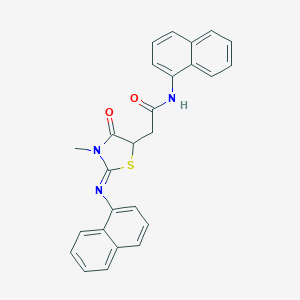 molecular formula C26H21N3O2S B397517 2-[3-methyl-2-(1-naphthylimino)-4-oxo-1,3-thiazolidin-5-yl]-N-(1-naphthyl)acetamide 