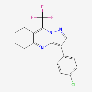 molecular formula C18H15ClF3N3 B3975171 3-(4-chlorophenyl)-2-methyl-9-(trifluoromethyl)-5,6,7,8-tetrahydropyrazolo[5,1-b]quinazoline 