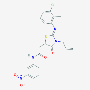 molecular formula C21H19ClN4O4S B397521 2-{3-allyl-2-[(3-chloro-2-methylphenyl)imino]-4-oxo-1,3-thiazolidin-5-yl}-N-{3-nitrophenyl}acetamide 