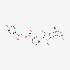 molecular formula C26H23NO5 B3975214 2-(4-methylphenyl)-2-oxoethyl 3-(8-methyl-3,5-dioxo-4-azatricyclo[5.2.1.0~2,6~]dec-8-en-4-yl)benzoate 