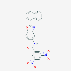 molecular formula C25H16N4O6 B397533 3,5-bisnitro-N-[2-(4-methyl-1-naphthyl)-1,3-benzoxazol-5-yl]benzamide 