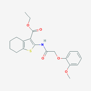 molecular formula C20H23NO5S B397538 Ethyl 2-{[(2-methoxyphenoxy)acetyl]amino}-4,5,6,7-tetrahydro-1-benzothiophene-3-carboxylate CAS No. 352342-78-0