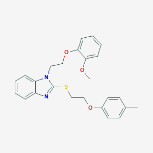 molecular formula C25H26N2O3S B397547 1-[2-(2-Methoxy-phenoxy)-ethyl]-2-(2-p-tolyloxy-ethylsulfanyl)-1H-benzoimidazole 
