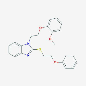 molecular formula C24H24N2O3S B397548 1-[2-(2-methoxyphenoxy)ethyl]-2-[(2-phenoxyethyl)sulfanyl]-1H-benzimidazole 
