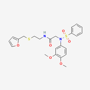 molecular formula C23H26N2O6S2 B3975482 N~2~-(3,4-dimethoxyphenyl)-N~1~-{2-[(2-furylmethyl)thio]ethyl}-N~2~-(phenylsulfonyl)glycinamide 