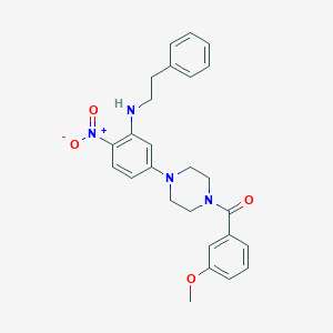 molecular formula C26H28N4O4 B3975484 5-[4-(3-methoxybenzoyl)-1-piperazinyl]-2-nitro-N-(2-phenylethyl)aniline 