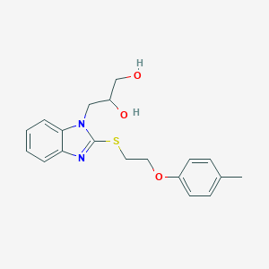 molecular formula C19H22N2O3S B397550 3-(2-{[2-(4-methylphenoxy)ethyl]sulfanyl}-1H-benzimidazol-1-yl)-1,2-propanediol 