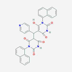molecular formula C34H23N5O6 B397552 5-[[6-hydroxy-3-(1-naphthyl)-2,4-dioxo-1,2,3,4-tetrahydro-5-pyrimidinyl](4-pyridinyl)methyl]-1-(1-naphthyl)-2,4,6(1H,3H,5H)-pyrimidinetrione 