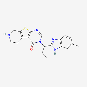 molecular formula C20H21N5OS B3975541 3-[1-(5-methyl-1H-benzimidazol-2-yl)propyl]-5,6,7,8-tetrahydropyrido[4',3':4,5]thieno[2,3-d]pyrimidin-4(3H)-one dihydrochloride 