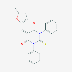 molecular formula C22H16N2O3S B397557 5-[(5-methyl-2-furyl)methylene]-1,3-diphenyl-2-thioxodihydro-4,6(1H,5H)-pyrimidinedione 