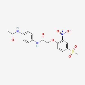 molecular formula C17H17N3O7S B3975592 N-[4-(acetylamino)phenyl]-2-[4-(methylsulfonyl)-2-nitrophenoxy]acetamide 