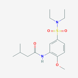 molecular formula C16H26N2O4S B3975601 N-{5-[(diethylamino)sulfonyl]-2-methoxyphenyl}-3-methylbutanamide 