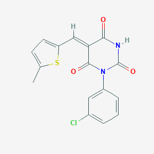 molecular formula C16H11ClN2O3S B397562 1-(3-chlorophenyl)-5-[(5-methyl-2-thienyl)methylene]-2,4,6(1H,3H,5H)-pyrimidinetrione 