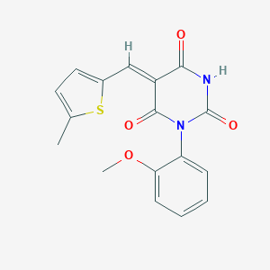 molecular formula C17H14N2O4S B397563 1-(2-methoxyphenyl)-5-[(5-methyl-2-thienyl)methylene]-2,4,6(1H,3H,5H)-pyrimidinetrione CAS No. 352343-23-8