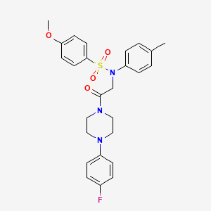molecular formula C26H28FN3O4S B3975671 N-{2-[4-(4-fluorophenyl)-1-piperazinyl]-2-oxoethyl}-4-methoxy-N-(4-methylphenyl)benzenesulfonamide 
