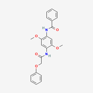 molecular formula C23H22N2O5 B3975739 N-{2,5-dimethoxy-4-[(phenoxyacetyl)amino]phenyl}benzamide 