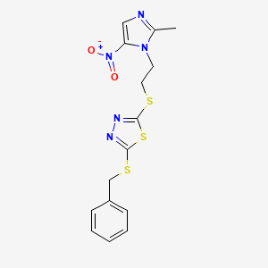 molecular formula C15H15N5O2S3 B3975766 2-(benzylthio)-5-{[2-(2-methyl-5-nitro-1H-imidazol-1-yl)ethyl]thio}-1,3,4-thiadiazole 