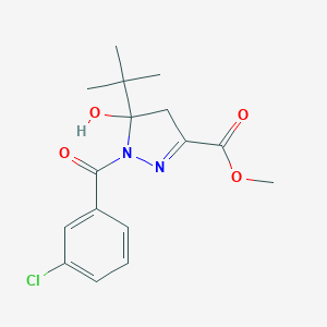 molecular formula C16H19ClN2O4 B397577 methyl 5-tert-butyl-1-(3-chlorobenzoyl)-5-hydroxy-4,5-dihydro-1H-pyrazole-3-carboxylate 