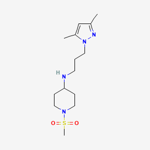 molecular formula C14H26N4O2S B3975831 N-[3-(3,5-dimethyl-1H-pyrazol-1-yl)propyl]-1-(methylsulfonyl)piperidin-4-amine 