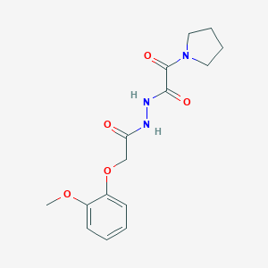 molecular formula C15H19N3O5 B397584 N'-[(2-methoxyphenoxy)acetyl]-2-oxo-2-(pyrrolidin-1-yl)acetohydrazide 